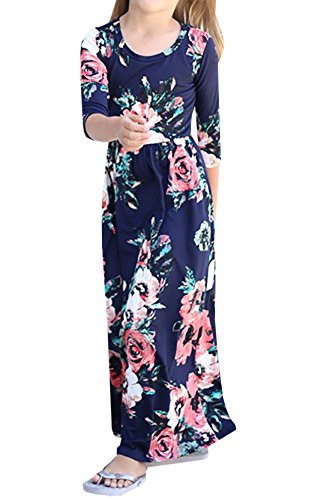 Syktkmx Cute Baby Girls Hit Color Long Dress Children Casual