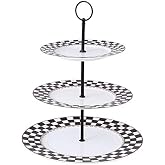 Porlien Checker Pattern 3 Tier Cake Stand for Desserts, Cupcakes, Cookies and Pastry