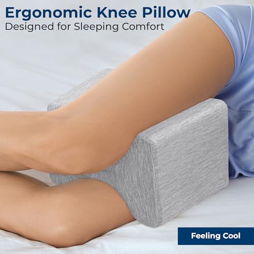5 STARS UNITED Knee Pillow for Side Sleepers - Hip Pain Relief, Memory Foam Leg Cushion for Side Sleeping - Between Legs Pillow for Sciatica & Lower Back Pain, Arctic Gray