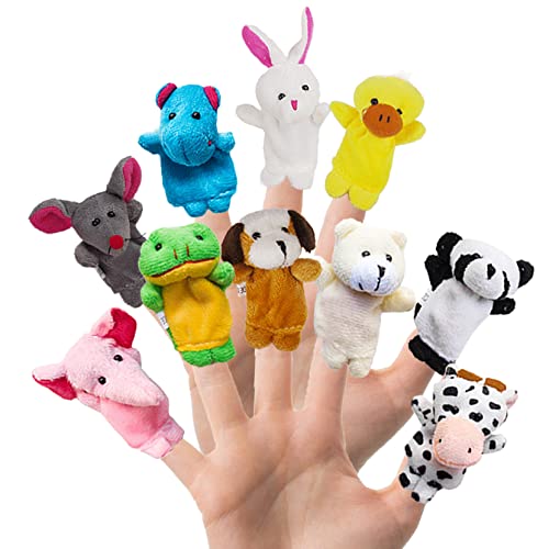 10Pcs Story Time Finger Puppets - Different Cartoon Farm Animal Finger Puppets for Toddlers Easter Basket Stuffers