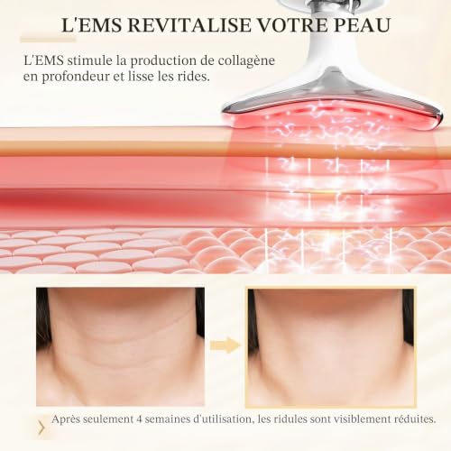 Appareil Anti Rides Visage - 7 couleurs, EMS, Massage facial chaud, Nettoyage en profondeur, Machine à visage anti-rides