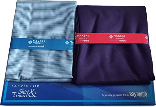 Raymond Fabrics Makers Men's Combo of Unstitched Poly Cotton Shirt and Trouser Fabric Set - Gift Pack (Multicolour_Free Size)