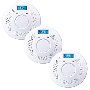 3 Pack Combination Carbon Monoxide Alarm and Amoke Detector Battery Operated