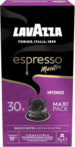 , Espresso Maestro Intenso, 30 Cápsulas Aluminio compatibles con Nespresso, Madera, Especies y Notas de Cacao, Arábica y Robusta, Intensidad 11/13, Nivel medio de tostado