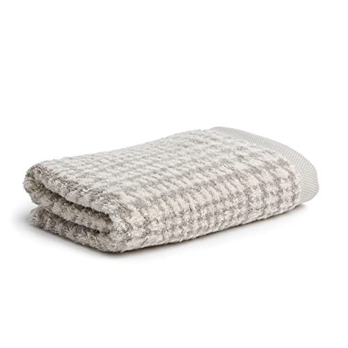Moeve Brooklyn Glencheck - Toallon de Ducha de 85% algodon, 10% Viscosa, 5% Lino, 80 x 150 cm, Natural y Cachemira