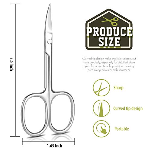 Eyebrow Hair Scissors, YGDZ Curved Tip Cuticle Scissors Stainless Steel Small Beauty Manicure Grooming Trimming Scissors for Eyebrow Eyelash Dry Skin Fingernail