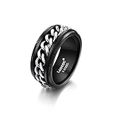 LAOYOU Men's Chain Ring Stainless Steel 8mm Biker Spinner Rings Jewelry for Men Grooved Edge, Size 7-14