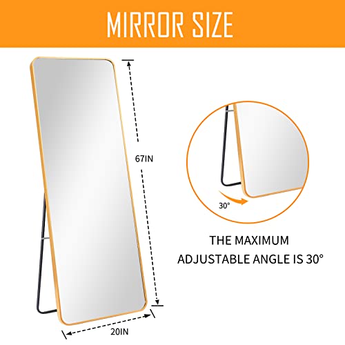 LOIGYUR Full Length Floor Mirror, Large Gold Floor Mirror 67 x 20 Inch