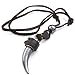 KONOV Mens Adjustable Tribal Wolf Tooth Pendant Leather Necklace Chain, Brown Silver