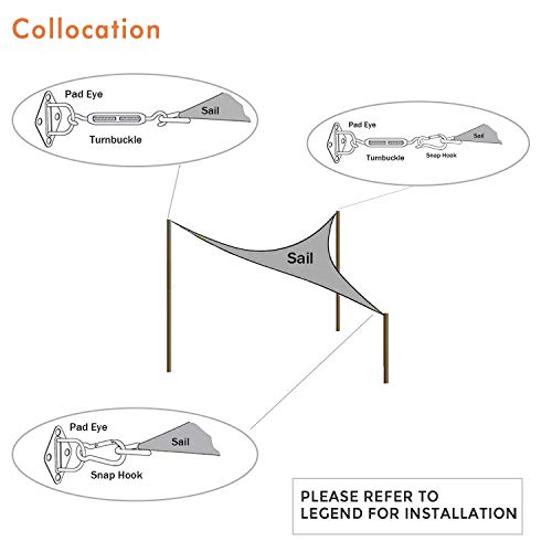 Artpuch 5 Inch Sun Shade Sail Hardware Kit, 304 Stainless Steel Shade Sails Accessories for