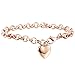 Besteel Stainless Steel Chain Link Bracelets for Women with Finish Heart Charm Bracelet Rose Color