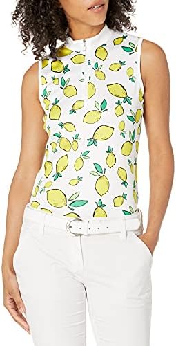 PGA TOUR Women’s Standard Summer Lemon Print Sleeveless 1/4 Zip Golf Shirt PGA TOUR Women’s Standard Summer Lemon Print Sleeveless 1/4 Zip Golf Shirt
