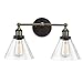 CLAXY Ecopower Simplicity Industrial Edison Antique Glass 2-Light Wall Sconces Fixture