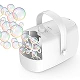 iTeknic Bubble Machine, Automatic Bubble Blower, Portable Auto Bubble Maker with High Output for Outdoor/Indoor Use,Powered by Plug-in or Batteries , Bubble Toys and Gifts for Kids Girls Boys (White)