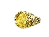 14K Yellow Gold 15 MM COIN RING with a 22K MEXICAN