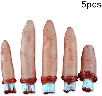 jasminelady 5Pcs Bloody Realistic Severed Fingers Body Parts Party Props Halloween Decor 5pcs