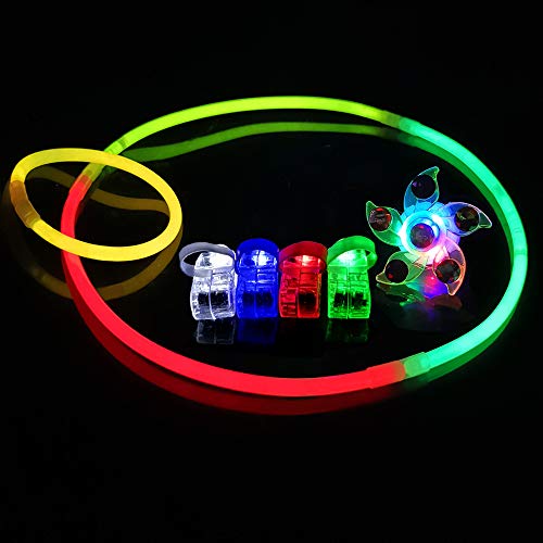 Mypre LED Glow Party Favors Light Up Rings Glowsticks Luminous Bracelets Glasses Hairband Finger Lights Hand Spin Stress Relief Toys for Classroom Celebration Birthday Gift