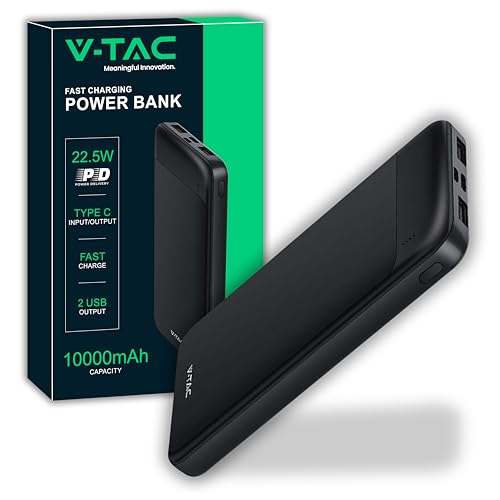 V-TAC Power Bank 10000 mAh con Ricarica Rapida PD 22.5W... en promo sur Amazon