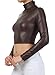Sakkas 687121 Matte Liquid Mock Neck Turtleneck Long Sleeve Crop Top - Made in USA - Brown - L