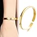 Stainless Steel 18K Gold Tone C Style Smooth Groove Open Bracelet Bangle Cuff for Women L6.49