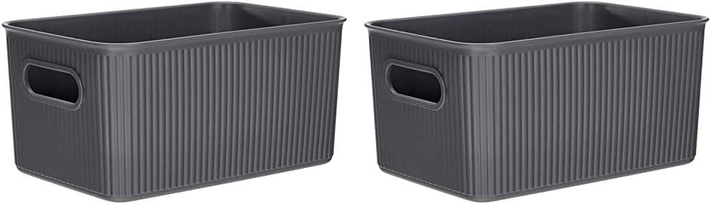 TATAY Storage Box Baobab, 5L Capacity, Polypropylene, BPA free, Anthracite Grey. Measures 18.1 x 27.2 x 13 cm (Pack of 2)