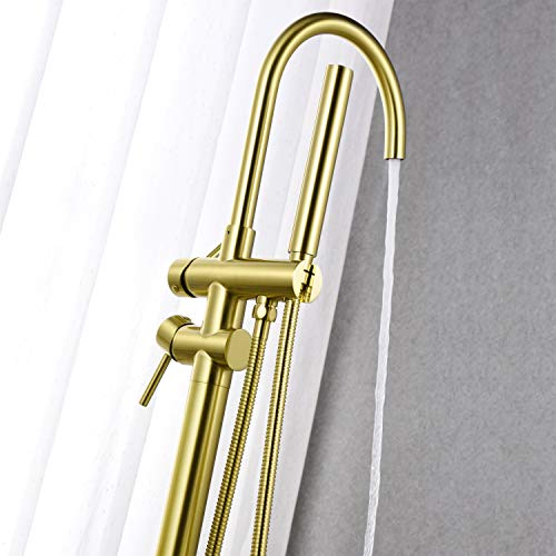 Artiqua Freestanding Tub Filler Bathtub Faucet Brushed Gold Floor