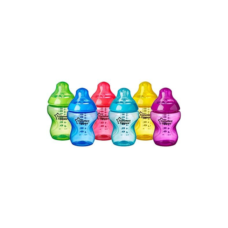 Tommee Tippee Closer To Nature Baby Bottles, Fiesta Collection Slow Flow Breast-Like Nipple With Anti-Colic Valve (9oz…