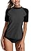 ALove Women Rash Guard UV Protection Short Sleeve UV Shirt Swimsuit Grey XL