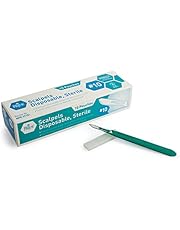 Medpride Disposable Scalpel Blades| #10 Sharp, Tempered Stainless-Steel Blades | Pack of 10 Sterile Scalpel Knives| Plastic Handle| Individual Pouches| for Dermaplaining, Podiatry, Crafts & More
