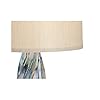 Teresa Modern Table Lamp Ceramic Hand Painted Teal Drip Beige Fabric Drum Shade for Living Room Family Bedroom Office…