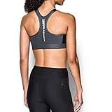 Under Armour Women's Armour Mid UA Graphic Sports Bra, Black/Rhino Gray, Medium