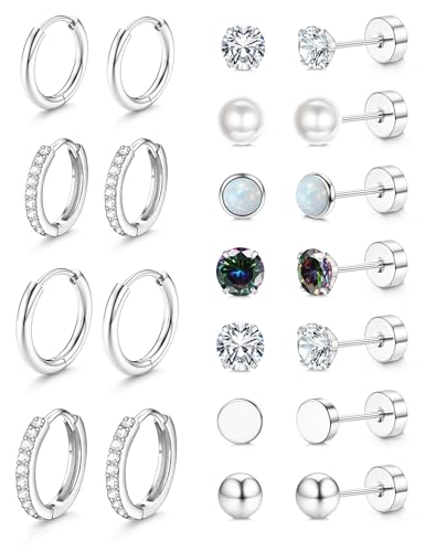 Jstyle Flat Back Stud Hoop Earrings