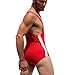 YiZYiF Men's Stretch Jockstrap Singlet Leotard Bodysuit Bodywear Underwear Red Medium