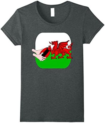 Womens Wales Rugby Ball Flag  t-shirt  XL Dark Heather