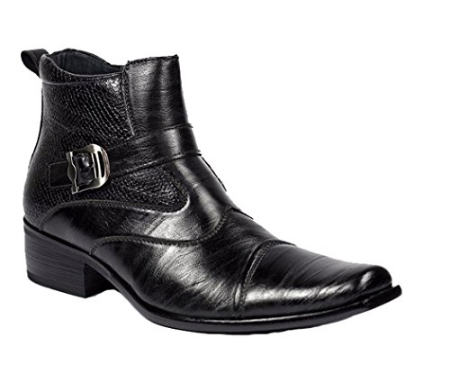 Delli Aldo Men's Black Buckle Strap Ankle High Dress Boots Shoes 11