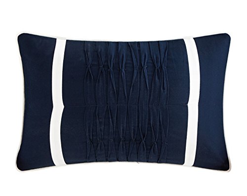 Chic Home Ayelet 10 Piece Comforter Set Color Block Ruffled Bag Bedding-Decorative Pillows Shams Included, Queen, Navy