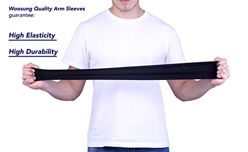 Woosung Cooling Warmer Arm Sleeves for Men Women Kids UV Protective, Assorted Color 1 Pair (Black, Linear Shape)