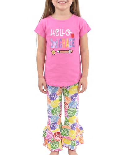 Unique Baby Girls Hello Class Back to School Outfit (9Y, Pink 2nd Grade) at Amazon