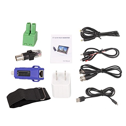 ANQIA 5" Wrist TFT LCD CCTV Tester 1080P 4 IN 1 AHD TVI CVI CVBS Tester Analog Video Test PTZ Control 12V Power Output Cable Test and security Camera Tester Multi-function CCTV tester OM-5800