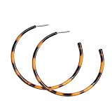 MIZUKAGAMI Tortoise Earrings Hoops with Titanium Steel Needle Acrylic Circle Dangle Earring Vintage Statement Earrings for Women Girls