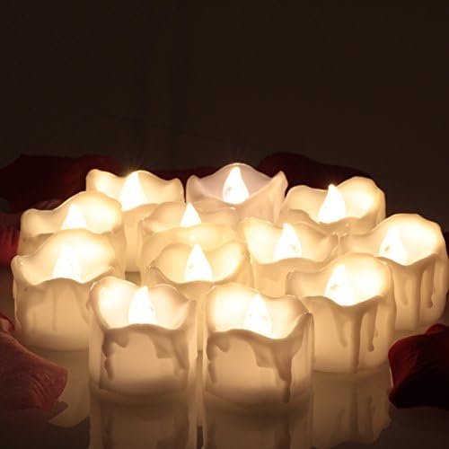 OMGAI LED Tea Lights with Timer Flameless Candles Realistic and Bright Flickering Electric Fake Candle Battery Operated 60+ Hours of Lighting Decorations for Home, Warm White - Set of 12