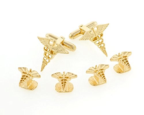 JJ Weston Caduceus Doctor Tuxedo Cufflinks and Shirt Studs. Made in the USA.