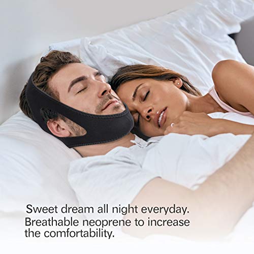 LUCCO Anti Snoring Chin Strap,Adjustable Anti Snoring Devices Better Sleep Helper,Snore Reducing Aids Snore Stopper Chin Straps for Men & Women (Black)
