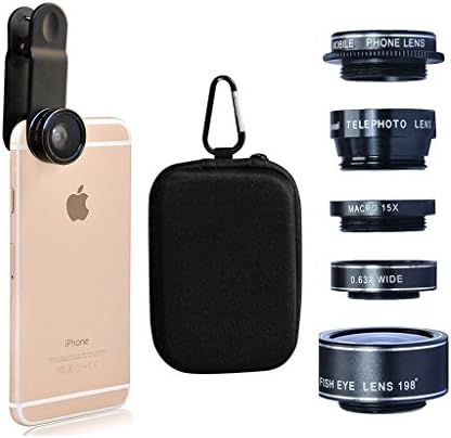 Cell phone camera lens ,Samtone 5 in 1 mobile Lens Kit with Macro, Wide Angle,fisheye ,telephoto and CPL lens For iPhone7/6s/6s plus /6 plus /5s &amp; Most Smartphone, Tablet(Black)