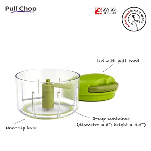 Kuhn Rikon Pull Chop Vegetable Chopper With Stainless Steel Blades Food Chopper With Non-Slip Base Easy To Use Fruit Cutter And Onion Chopper Essential Kitchen Accessories 500ml 3 Year Guarantee Small 500ml