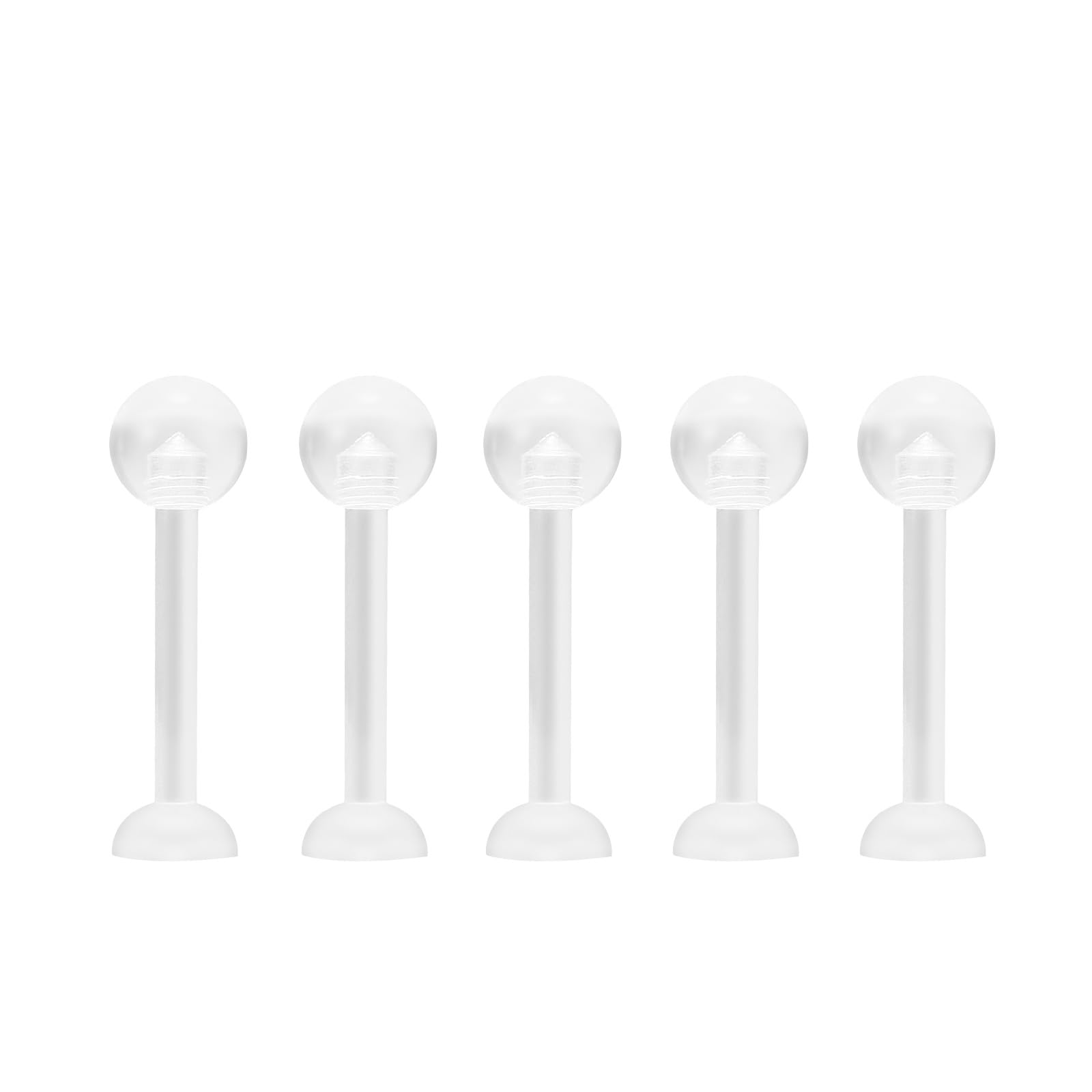 NewkeepsR 5pcs-14G(1.6mm) Thickness, 12mm(1/2'') Length, Bioplast Flexible Clear Tongue Ring Retainer, Unnoticeable Flat Labret Spacers