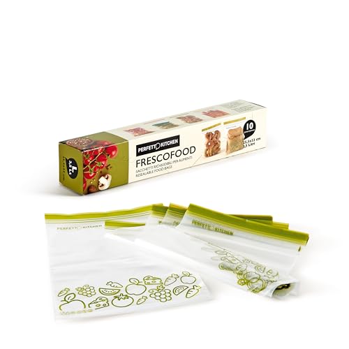 Frescofood Lot de 10 sacs pour réfrigérateur/congélateur Tg.L 25,5 x H 33 cm