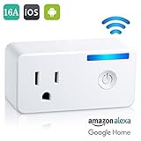 Wifi Smart Plug – Tocode Upgrade 16A Wireless Switch Outlet Plug Works with Amazon Alexa and Google Home – No Hub Required, Remotely Operate Your Devices from Anywhere