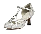 Minishion Women's T-strap Glitter Salsa Tango Ballroom Latin Dance Shoes Wedding Pumps