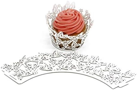 Cake Decorating Supplies - Cake Decoration 50pc Diy Cupcake Wrappers Butterfly Lace Cup White - Carrier Baseball Holder Russian Throne Couplers Cake Beginners Silver Pearl Mouse Train Gear